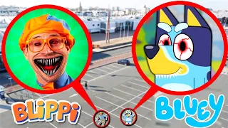 MON DRONE À TROUVÉ BLUEY ET BLIPPI DANS LA VRAIE VIE !! (BLIPPI VEUT CAPTURER LA CHIENNE BLUEY !!)