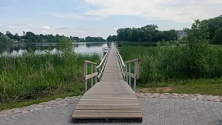 Лудза.Самый длинный понтонный мост в Латвии..Ludza.The longest pontoon bridge in Latvia.