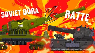Soviet Dora vs  Super Ratte. Gladiator fights. Cartoons about tanks