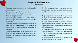 Te quiero sin mirar atrás - poema de Mario Benedetti (En voz de Ernesto Chávez)