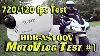 Part 1 Sony HDR AS100V REVIEW - 720/120 fps vs GoPro Hero 2 TEST MotoVlog