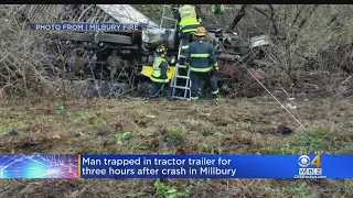 Truck Driver Trapped 3 Hours After Rollover Crash On Mass Pike In Millbury