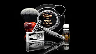 RazoRock German 37 Slant, YAQI, Varesino Manna Di Sicilia, Feather, Бритьё