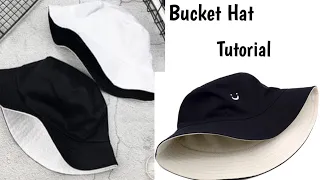 Reversible bucket hat tutorial || How to cut and sew a bucket hat