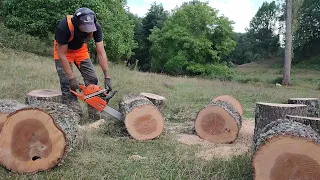 Bucking hard oak with Husqvarna 372xp