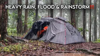 HEAVY RAIN, FLOOD AND RAINSTORM IN MY AUTOMATIC TENT‼️CAMPING IN HEAVY RAIN WITH AUTOMATIC TENT