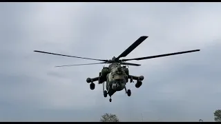 Mi28 attack Helicopter taking off for a mission in Ukraine