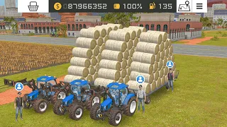 Wheat Harvesting & Making bales in Fs18 | Fs18 Three Multiplayer | Timelapse |