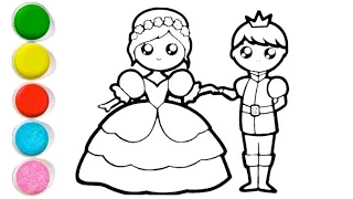 prince🤴 and princess👸 drawing and coloring for kids and toddlers || easy couple drawing