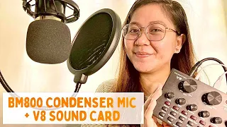 BM800 CONDENSER MIC & V8 SOUNDCARD UNBOXING, SET UP TUTORIAL AND REVIEW // JAN ALEXIS