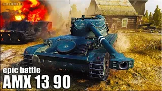 ЭПИЧЕСКАЯ ЗАЩИТА БАЗЫ на лт AMX 13 90 🌟 СВЕТ И ДАМАГ ЛБЗ 15 🌟 World of Tanks лучший бой на лт