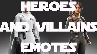 Star Wars Battlefront - ALL Heroes and Villains Emotes - Rogue One Scarif Edition