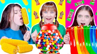 ASMR Bubble Gum VS Real Food VS Jelly Food Challenge By LiLiBu