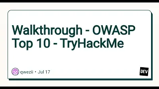 Walkthrough | TryHAckme | Owasp Top 10 Challange 1-10 | Cyber Security | Hacking