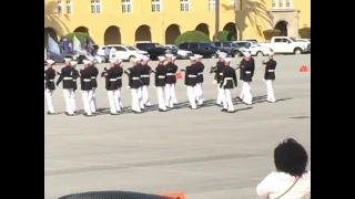 THE U.S MARINES DOING A SILENT PLATOON DRILL