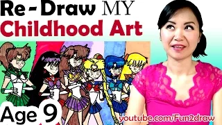 OLD Art VS NEW Art -  Re - Draw + Color my Childhood Art - Art Video | Mei Yu | Redraw Art Challenge