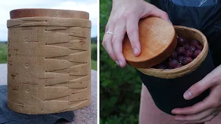 Tampad näverburk | Bärplockar-bälte | Slöjd || Birch bark container | Berry picking belt | Sloyd