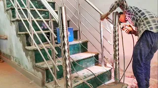 Stainless steel full railing installation process || how to make stainless steel design railing