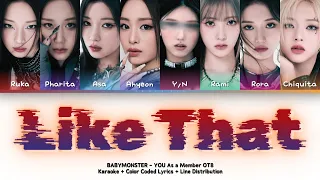 BABYMONSTER - LIKE THAT | YOU As a Member OT8 | Karaoke + Color Coded Lyrics + Line Distribution