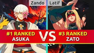 GGST ▰ Zando (#1 Ranked Asuka) vs Latif (#3 Ranked Zato). High Level Gameplay