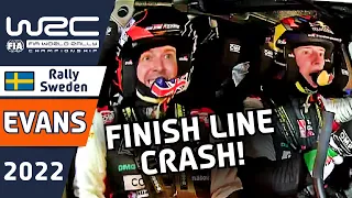 Elfyn Evans Finish Line Crash : WRC Rally Sweden 2022 : Stage 15
