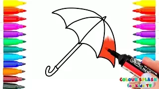 Umbrella Coloring Page for kids  Learn Colors with Markers
