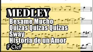Medley Cello Trombone Besame Mucho Quizas Sway Historia de Amor Sheet Backing Play Along Partitura