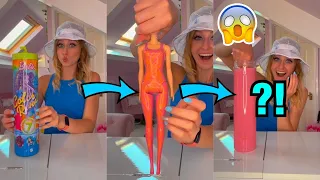 [ASMR] UNBOXING A MYSTERY *TIE-DYE* WATER BARBIE!!🫢🛼💅🏻🍬(CAN WE FIND THE RARE GOLD?!🤩) #Shorts