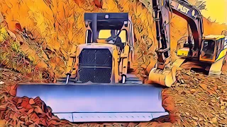 caterpiller bulldozer at working-dozer operator training-rock monster-forest monster