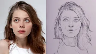 Loomis face drawing tutorial | Draw a girl's face from the front