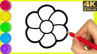 How to draw Flower 🌺 drawing easy step by step // Drawing a rainbow flower drawing in easy way.