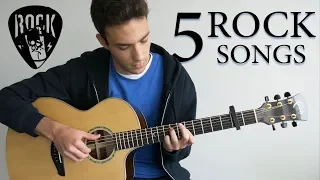 5 Iconic ROCK Songs to play on Guitar (FINGERSTYLE)