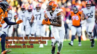 Cedric Tillman Week 12 Every Target and Catch Cleveland Browns at Denver Broncos NFL 2023