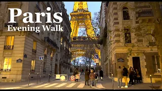 Paris France 🇫🇷 Christmas walk in Paris - An evening around Eiffel Tower - 4K HDR walk