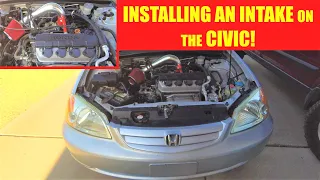 INSTALLING AN INTAKE on the 2002 CIVIC! PROJECT ES1 (honda civic)