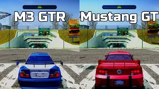 NFS Most Wanted: BMW M3 GTR vs Ford Mustang GT - Drag Race