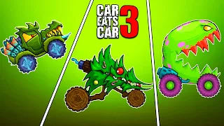 Car Eats Car 3: битва кусачих машин зелёного цвета! Гатор vs Яйцелот vs Елозавр в машина ест машину
