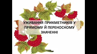 Урок з української мови. Уживання прикметників к прямому й переносному значені.