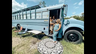 The school bus converted into a family home for Ian and Hannah Hernandez and their two children