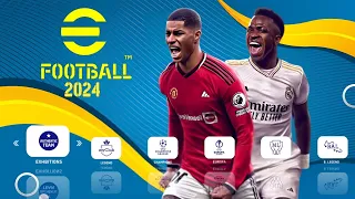 eFOOTBALL PES 2024 PPSSPP CAMERA PS5 ANDROID OFFLINE 600MB BEST GRAPHICS LATEST TRANSFERS 2023/24