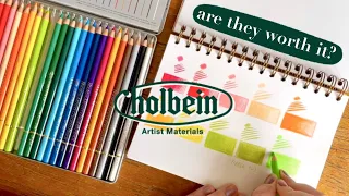 Holbein Coloured Pencils Review ✏ unboxing, first impressions, swatching, drawing