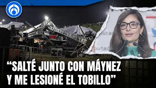 Coordinadora de campaña de Máynez cuenta cómo fue caída de templete en Nuevo León