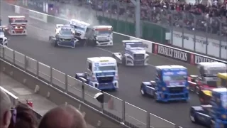 Big Crash at startup for European Race Truck 24h Camions Le Mans 2016