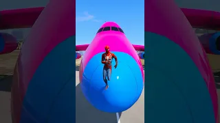 GTA V : SPIDER-MAN DESTROY PINK PLANE 😱| #shorts