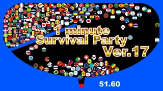 1 minute survival party.Ver17 ~200 countries marble race~ in Algodoo | Marble Factory