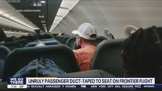 VIRAL | Unruly passenger taped to seat on Frontier flight