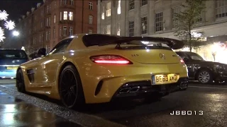 Mercedes SLS AMG Black Series in London - Starts, Sounds and Small Wheelspin