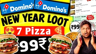🍟🍕Dominos 7 Pizza Only 99₹ | Free Food Order Online | Dominos Coupon Code Today | New Year Offer