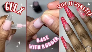 GEL X with RUBBER BASE! | Easy NUDE Base with GEL! | V-Day Marble Nails!