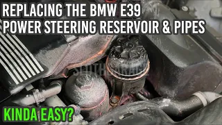 How to replace the BMW 525i E39 Power Steering Reservoir & Pipes